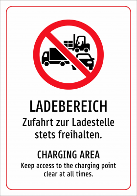 LADEBEREICH - Zufahrt zur Ladestelle stets freihalten.