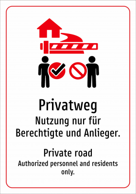 Privatweg - Nutzung nur für Berechtigte und Anlieger.