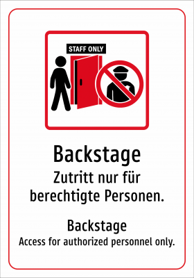 Backstage - Zutritt nur für berechtigte Personen.