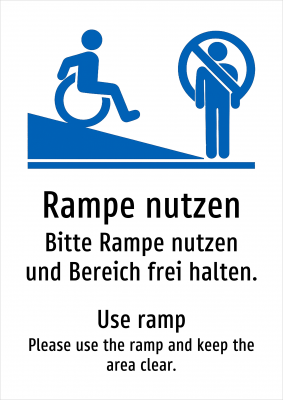Rampe nutzen - Bitte Rampe nutzen und Bereich frei halten.