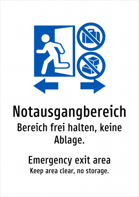 Notausgangbereich - Bereich frei halten, keine Ablage.
