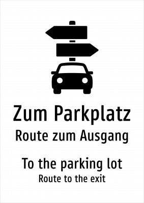 Zum Parkplatz - Route zum Ausgang