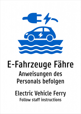 E-Fahrzeuge Fähre - Anweisungen des Personals befolgen