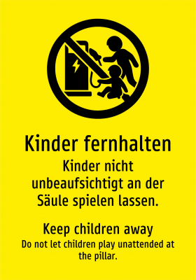 Kinder fernhalten - Kinder nicht unbeaufsichtigt an der Säule spielen lassen.