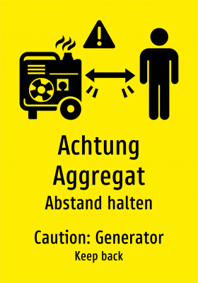 Achtung Aggregat - Abstand halten