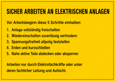 Sicher Arbeiten an elektrischen Anlagen
