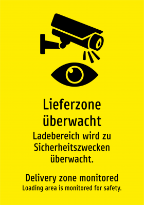 Lieferzone überwacht - Ladebereich wird zu Sicherheitszwecken überwacht.