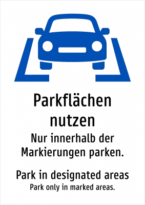 Parkflächen nutzen - Nur innerhalb der Markierungen parken.