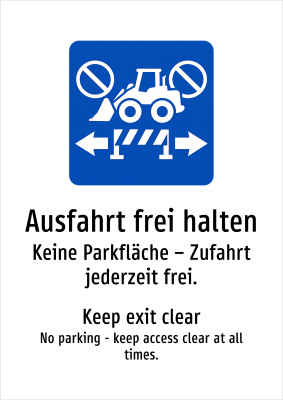 Ausfahrt frei halten - Keine Parkfläche – Zufahrt jederzeit frei.
