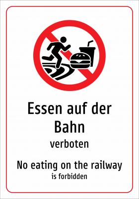 Essen auf der Bahn - verboten