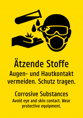 Ätzende Stoffe - Augen- und Hautkontakt vermeiden. Schutz tragen.