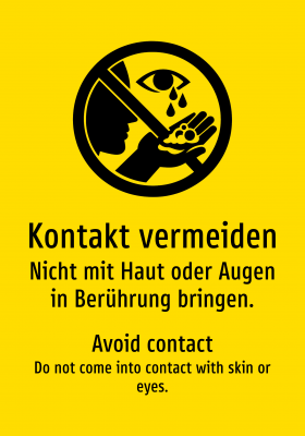 Kontakt vermeiden - Nicht mit Haut oder Augen in Berührung bringen.
