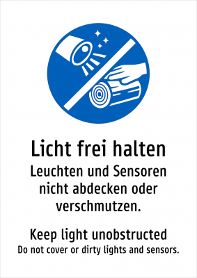 Licht frei halten - Leuchten und Sensoren nicht abdecken oder verschmutzen.