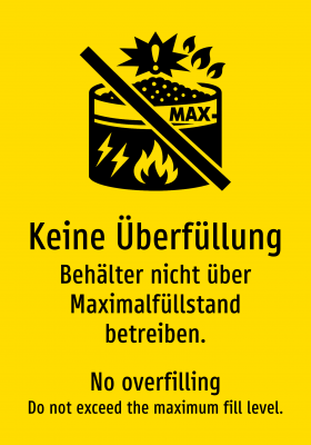 Keine Überfüllung - Behälter nicht über Maximalfüllstand betreiben.