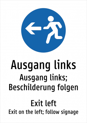 Ausgang links - Ausgang links; Beschilderung folgen