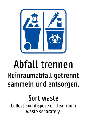 Abfall trennen - Reinraumabfall getrennt sammeln und entsorgen.