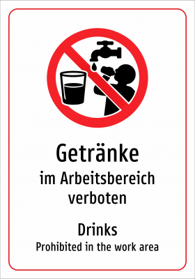 Getränke - im Arbeitsbereich verboten