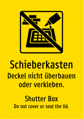 Schieberkasten - Deckel nicht überbauen oder verkleben.