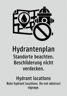 Hydrantenplan - Standorte beachten. Beschilderung nicht verdecken.