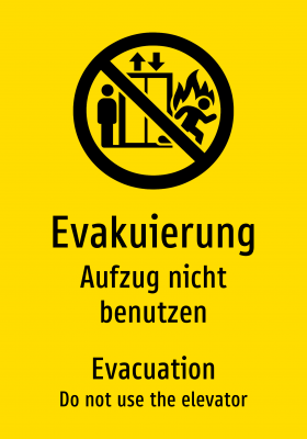 Evakuierung - Aufzug nicht benutzen