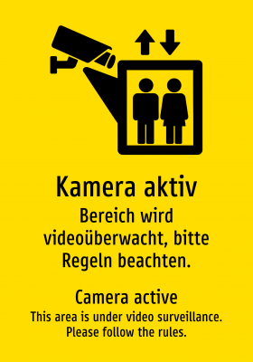 Kamera aktiv - Bereich wird videoüberwacht, bitte Regeln beachten.