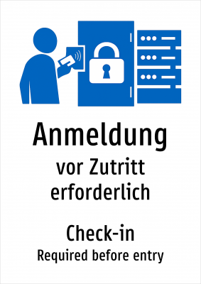 Anmeldung - vor Zutritt erforderlich