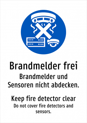 Brandmelder frei - Brandmelder und Sensoren nicht abdecken.