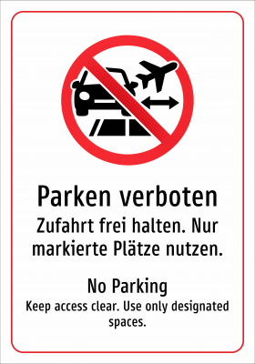 Parken verboten - Zufahrt frei halten. Nur markierte Plätze nutzen.