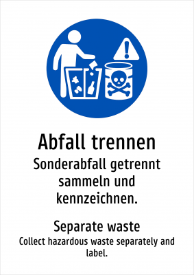 Abfall trennen - Sonderabfall getrennt sammeln und kennzeichnen.