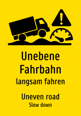 Unebene Fahrbahn - langsam fahren