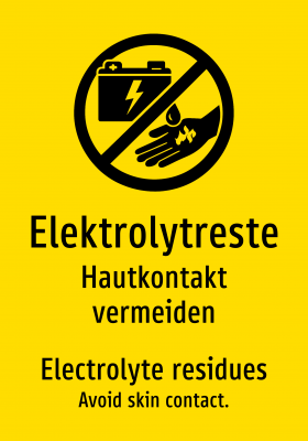 Elektrolytreste - Hautkontakt vermeiden