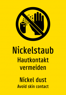Nickelstaub - Hautkontakt vermeiden