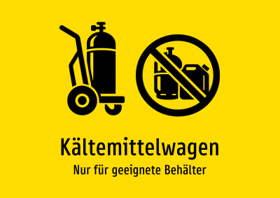 Kältemittelwagen - Nur für geeignete Behälter