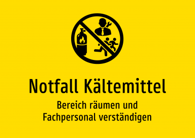 Notfall Kältemittel - Bereich räumen und Fachpersonal verständigen