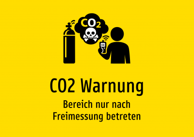 CO2 Warnung - Bereich nur nach Freimessung betreten