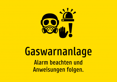 Gaswarnanlage - Alarm beachten und Anweisungen folgen.