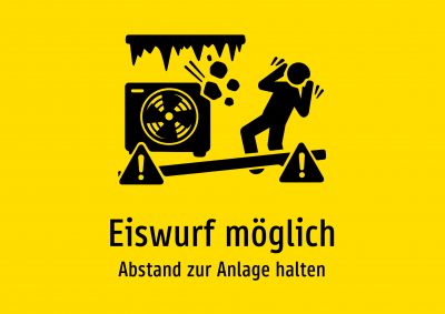 Eiswurf möglich - Abstand zur Anlage halten