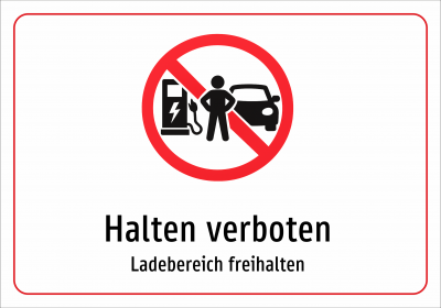 Halten verboten - Ladebereich freihalten
