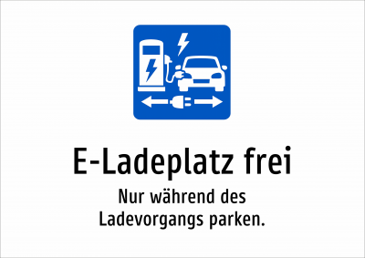 E-Ladeplatz frei - Nur während des Ladevorgangs parken.
