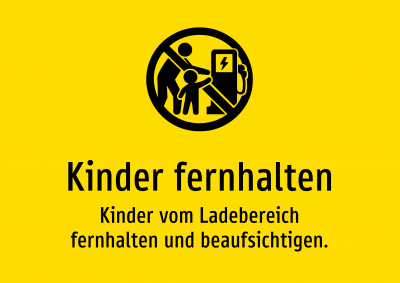 Kinder fernhalten - Kinder vom Ladebereich fernhalten und beaufsichtigen.