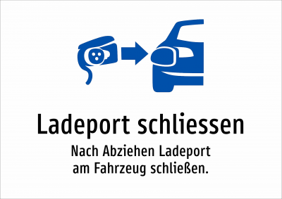 Ladeport schliessen - Nach Abziehen Ladeport am Fahrzeug schließen.