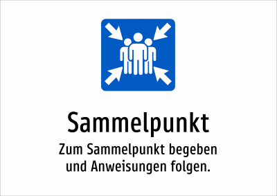 Sammelpunkt - Zum Sammelpunkt begeben und Anweisungen folgen.