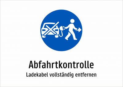 Abfahrtkontrolle - Ladekabel vollständig entfernen