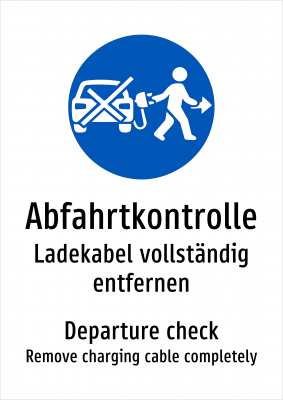 Abfahrtkontrolle - Ladekabel vollständig entfernen