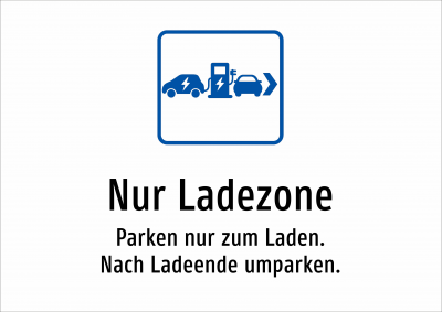Nur Ladezone - Parken nur zum Laden. Nach Ladeende umparken.