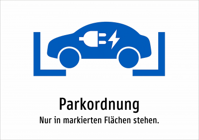 Parkordnung - Nur in markierten Flächen stehen.
