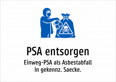 PSA entsorgen - Einweg-PSA als Asbestabfall in gekennz. Saecke.