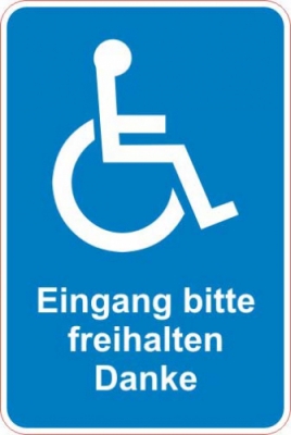 Eingang frei halten Rollstuhl blau