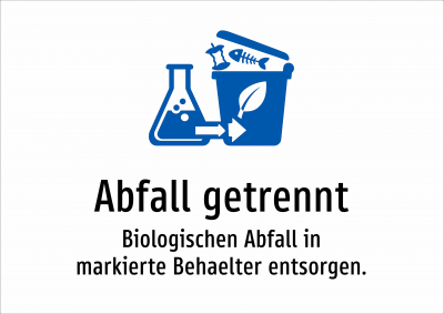 Abfall getrennt - Biologischen Abfall in markierte Behaelter entsorgen.