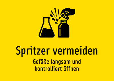 Spritzer vermeiden - Gefäße langsam und kontrolliert öffnen